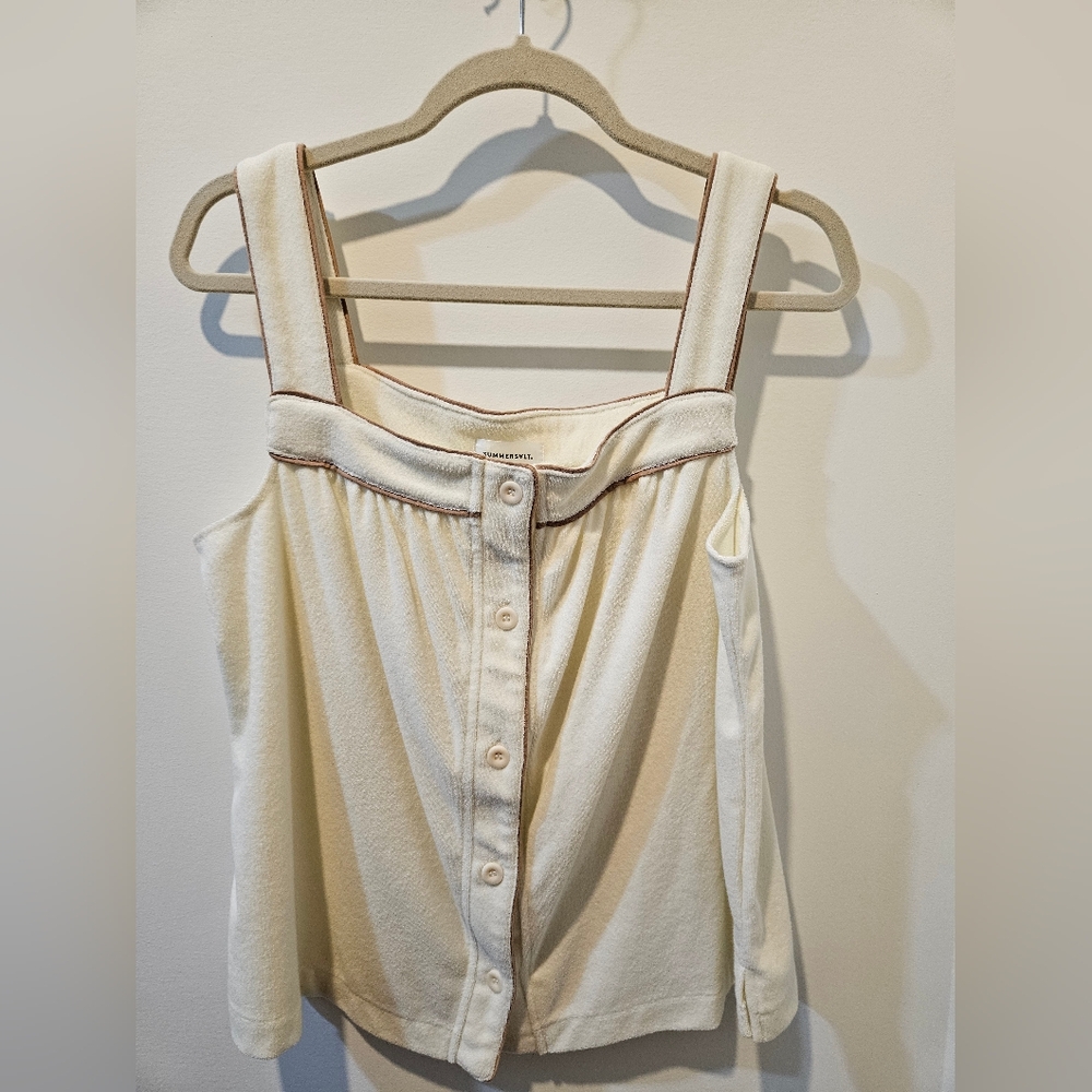 Summersalt Cream Sleeveless Button-Down Top